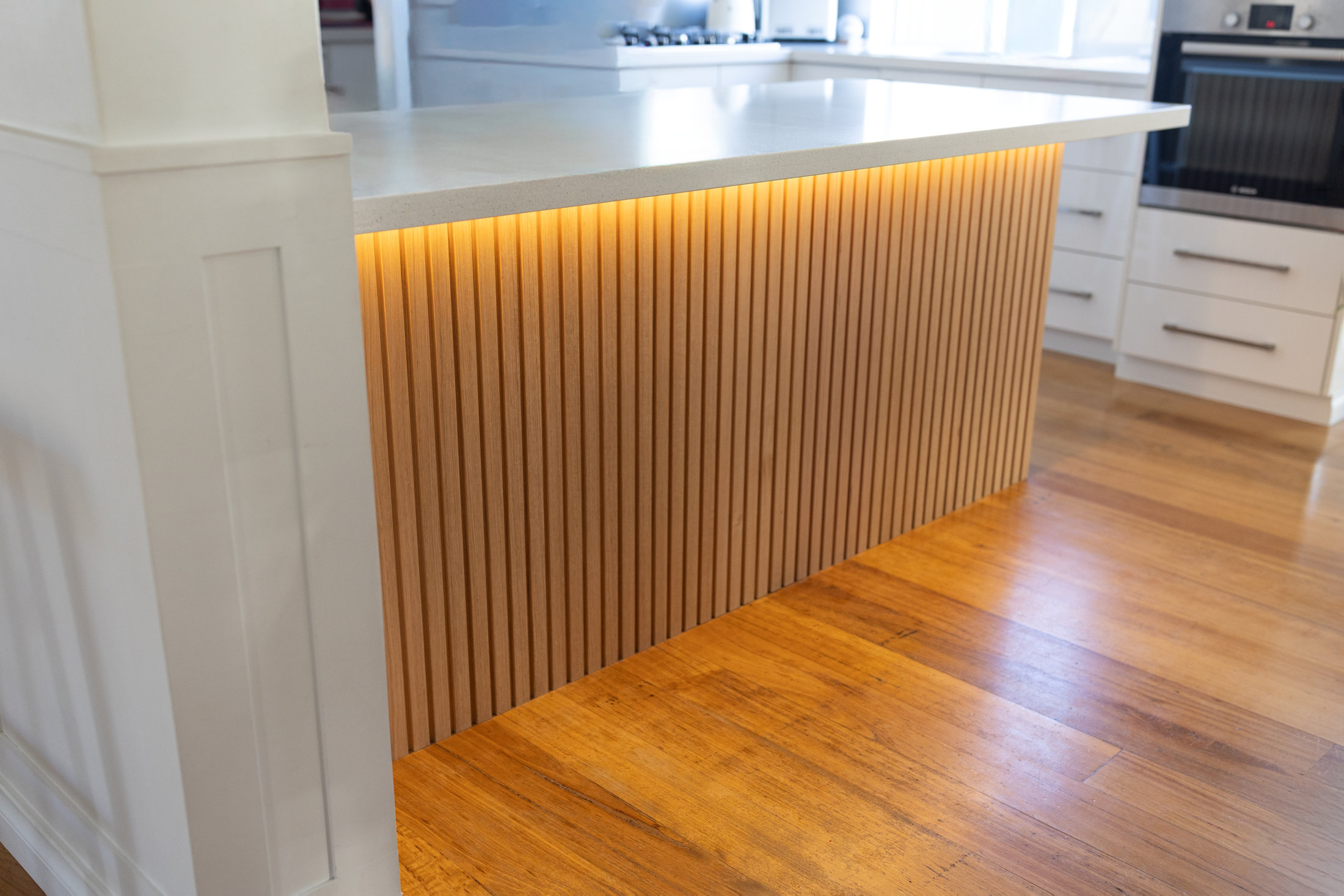Timber batten kitchen island