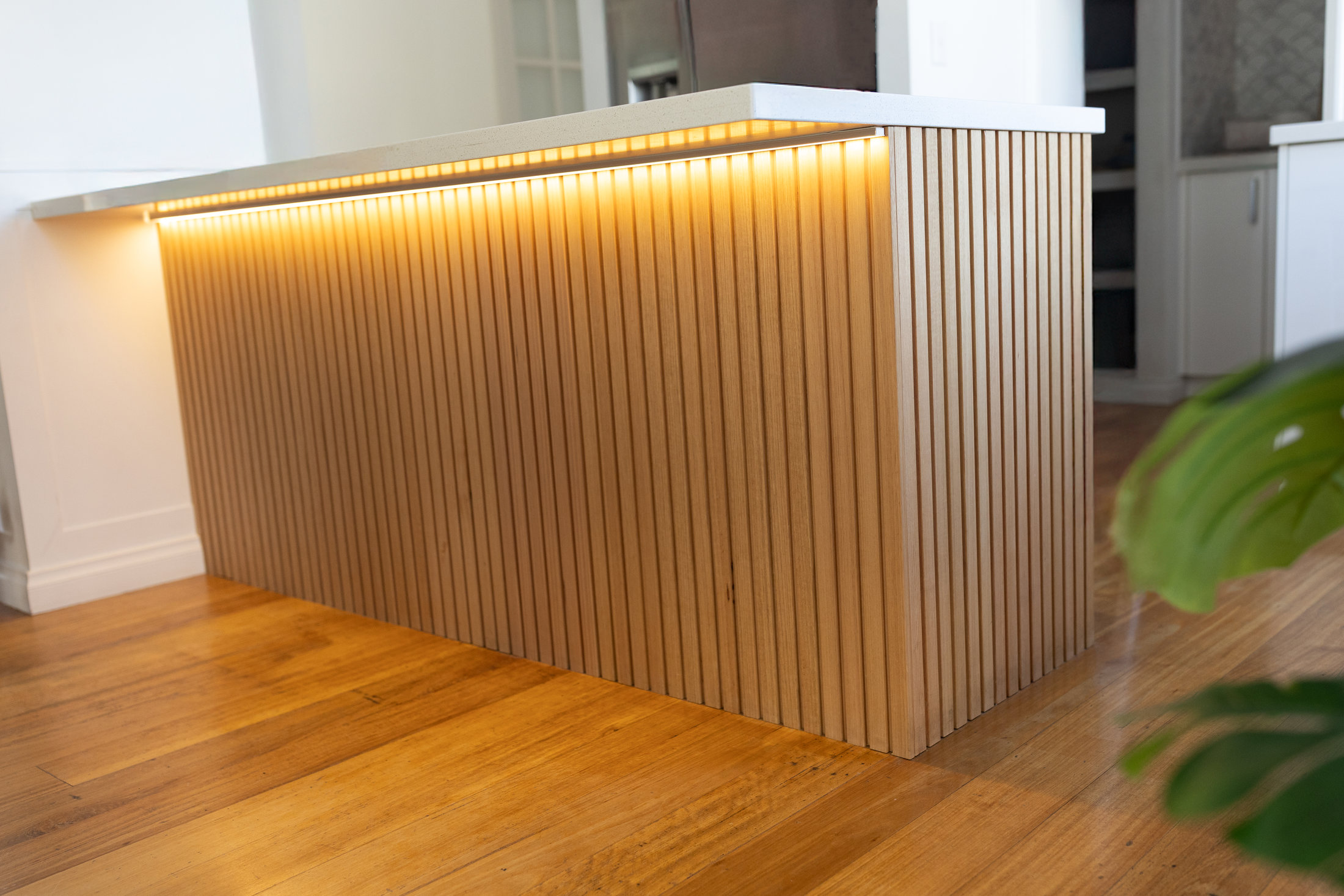 Timber batten kitchen island